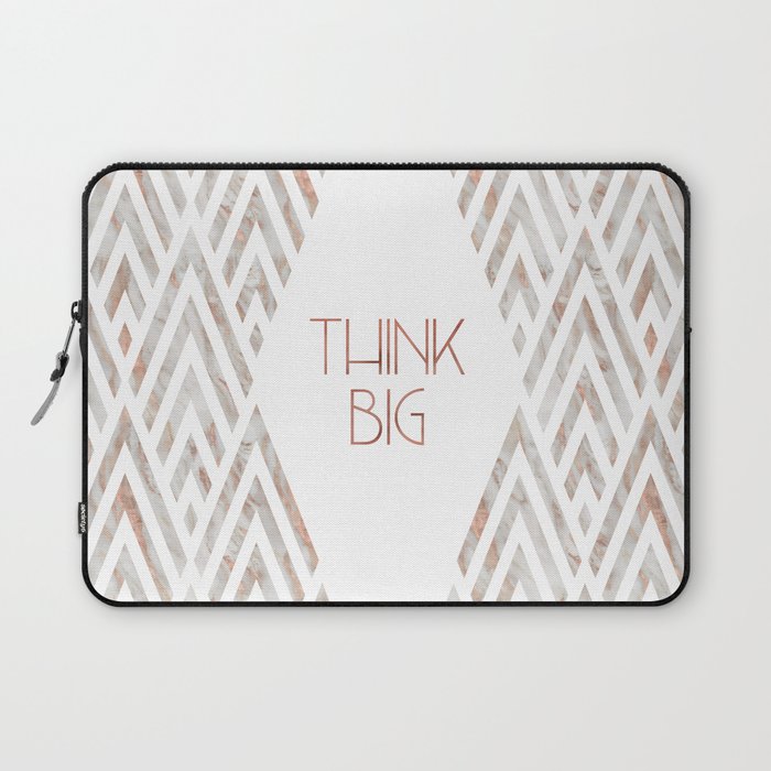 Graphic Art THINK BIG | rose gold & marble Laptop Sleeve