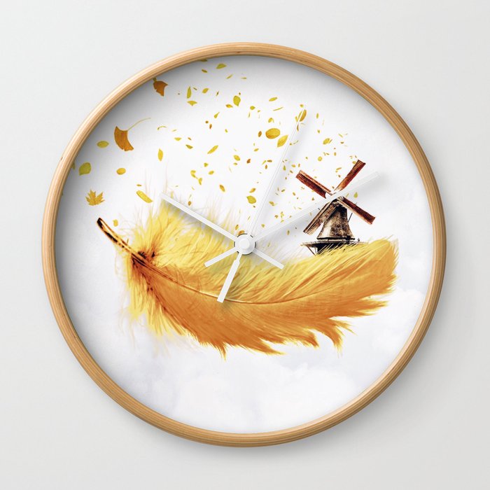 Air Feather • Yellow Feather I Wall Clock