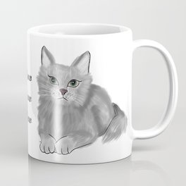 Grey Fluffy Cat with Green Eyes Mug