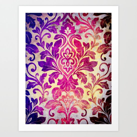 Purple Damask Pattern Art Print