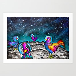 Space Chickens Art Print