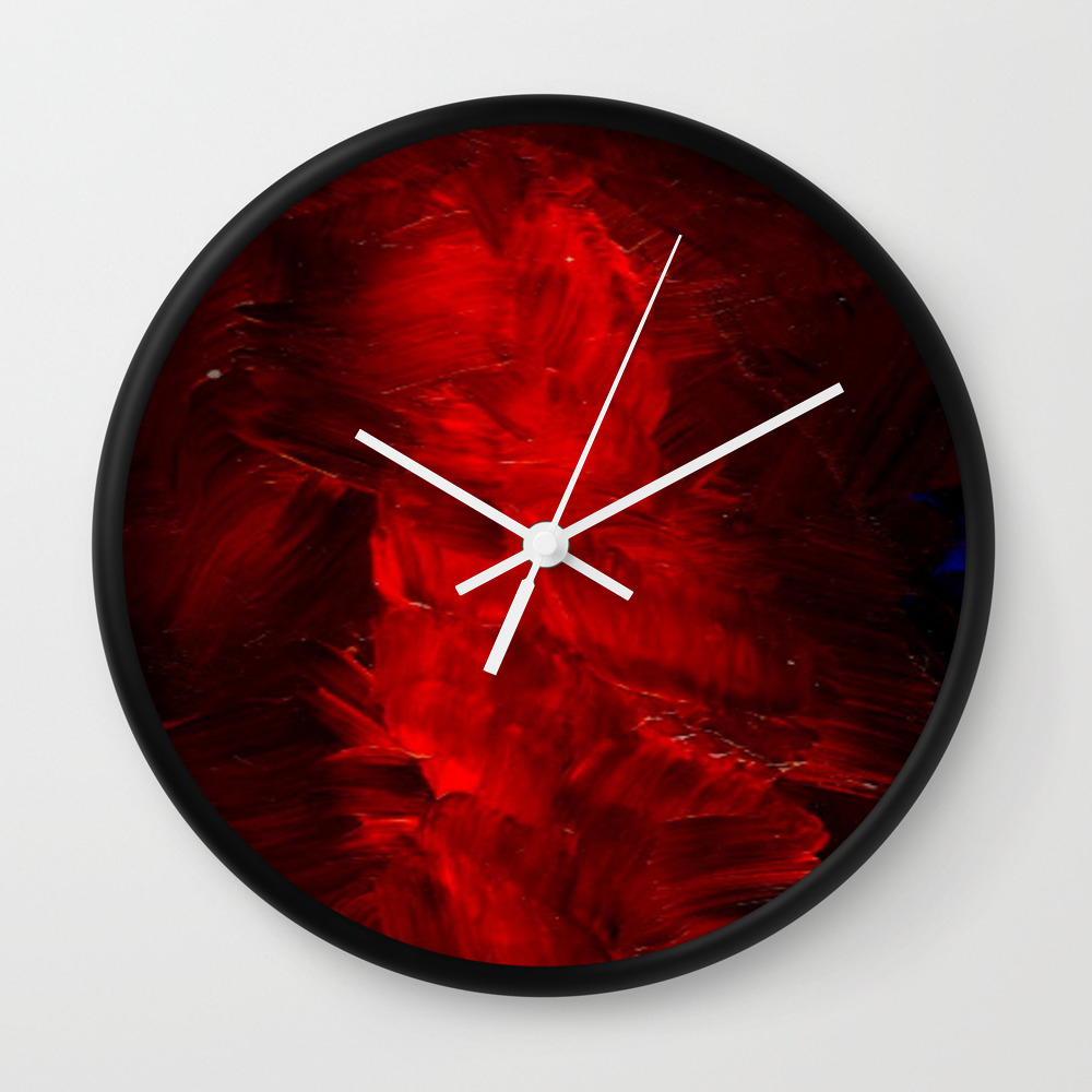 Red Abstract Paint Corbin Henry Artist Wall Clock By Corbinhenry