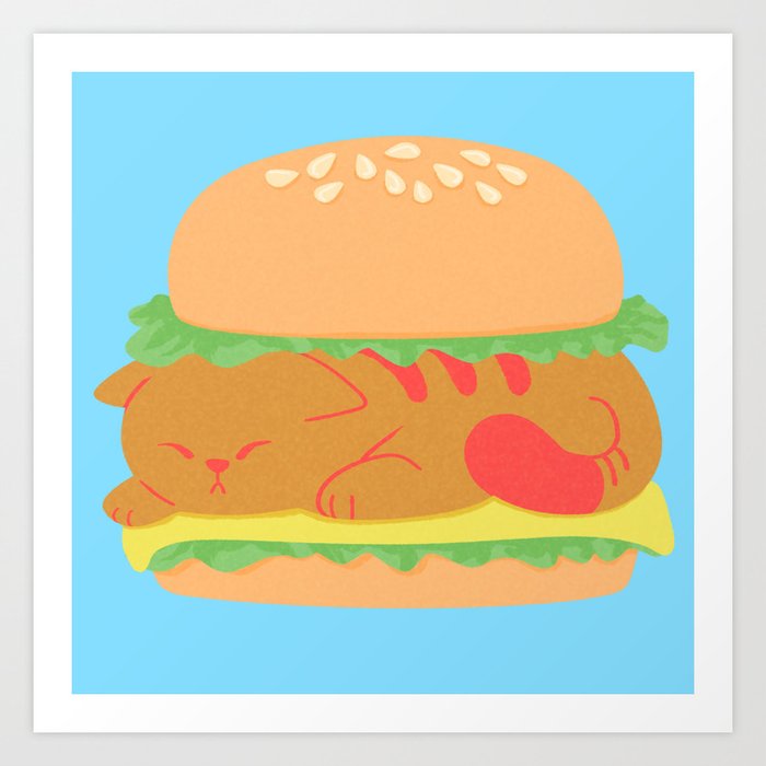 Burger Cat Art Print
