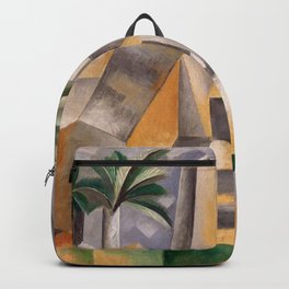 Tropical Oasis, Palms and cityscape landscape painting by Pablo Picasso Backpack