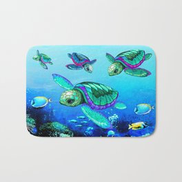 Sea Turtles Dance Bath Mat | Sealife, Graphicdesign, Shell, Oceanlife, Digital, Seaturtle, Oceananimals, Summer, Seaturtlelovers, Cuteturtles 