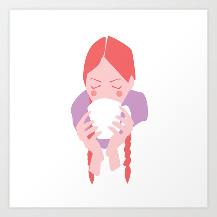 Redheaded Girl Sipping From Mug Art Print