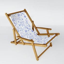 Watercolor blue flower pattern Sling Chair