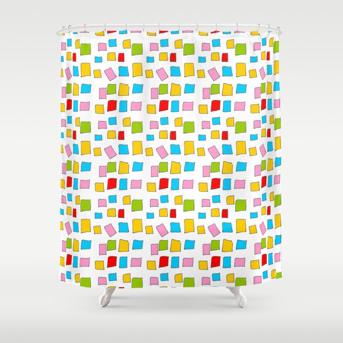 rectangle and abstraction 3-mutlicolor,abstraction,abstract,fun,rectangle,square,rectangled,geometri Shower Curtain