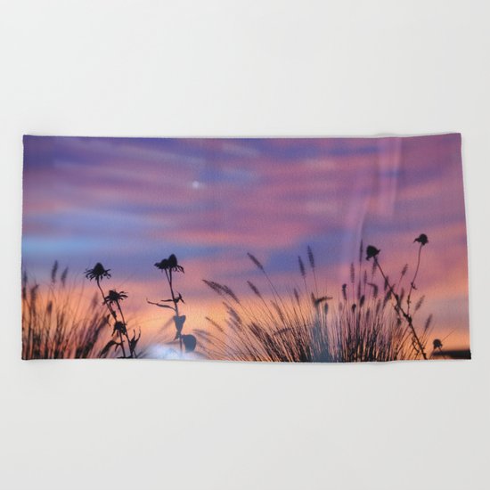 LOOK OUTSIDE - Flowers & Sunset #1 #art #society6 Beach Towel