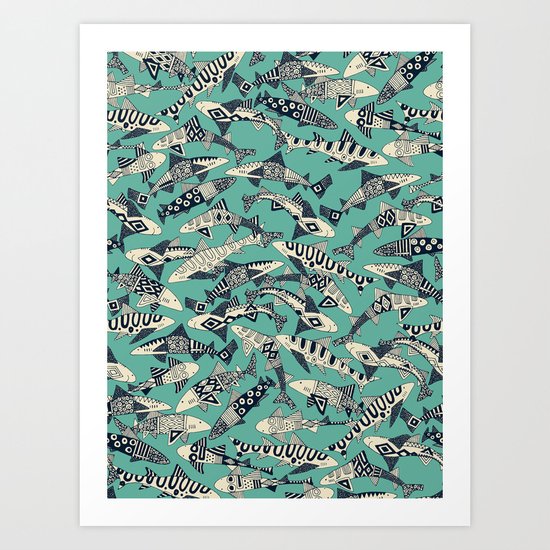 shark party jade Art Print
