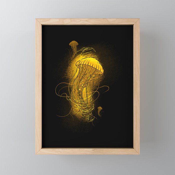 Cool Jellyfish Illustration Framed Mini Art Print