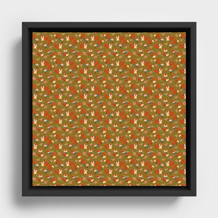 Cozy Foxes Pattern (light colour) Framed Canvas