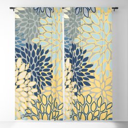 Floral Print, Yellow, Gray, Blue, Teal Blackout Curtain