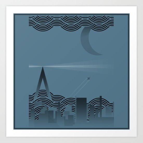 une nuit à paris (blue version) Art Print