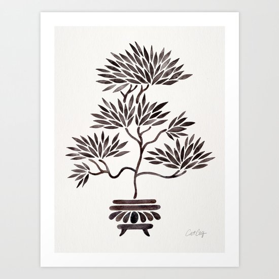 Bonsai Tree – Black Palette Art Print