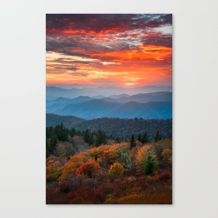Blue Ridge Mountains NC Scenic Autumn Landscape Photography Asheville North Carolina Canvas Print