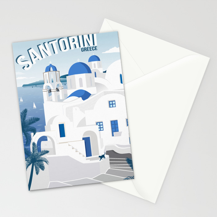 Vintage Santorini Poster Stationery Cards By Martaolgaklara Society6 Santorini is considered an active volcano. society6