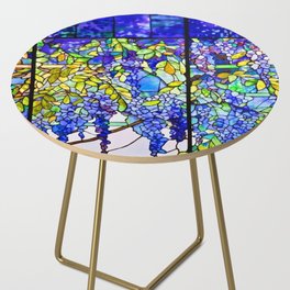  'WISTERIA' stained glass vintage digitally enhanced by WatermarkNZ Press Side Table