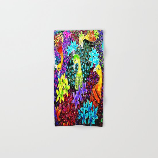Colored Jungle Birds Hand & Bath Towel