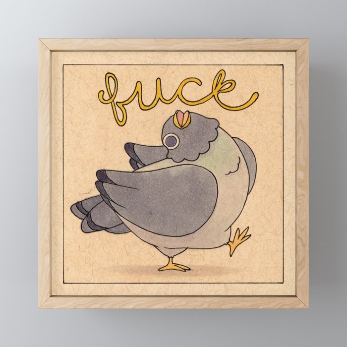 'Fuck' Pigeon 02 Framed Mini Art Print