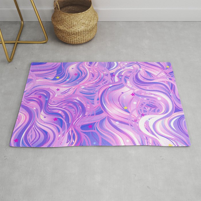 Pink & Purple Waves in the Stars Rug