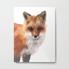 Encounter Metal Print | Painting, Animal, Nature, Foxes, Portrait, Wildlife, Fauna, Red, Fox, Illustration 