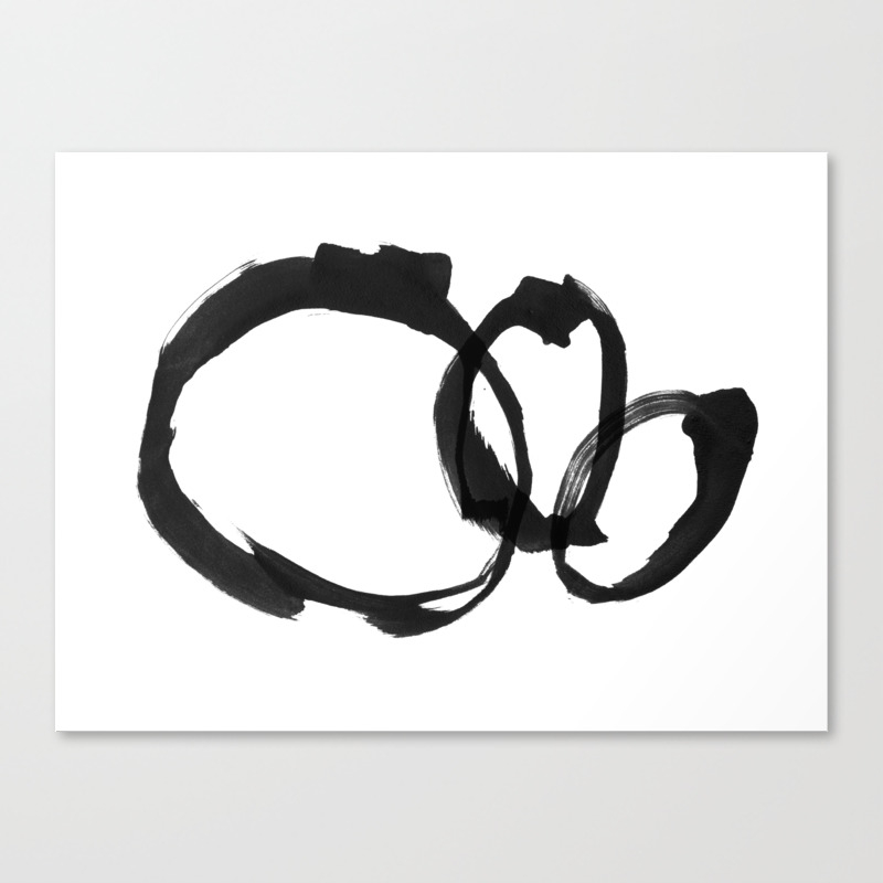 Black And White Round Abstract Shapes Minimalist Ink Painting
