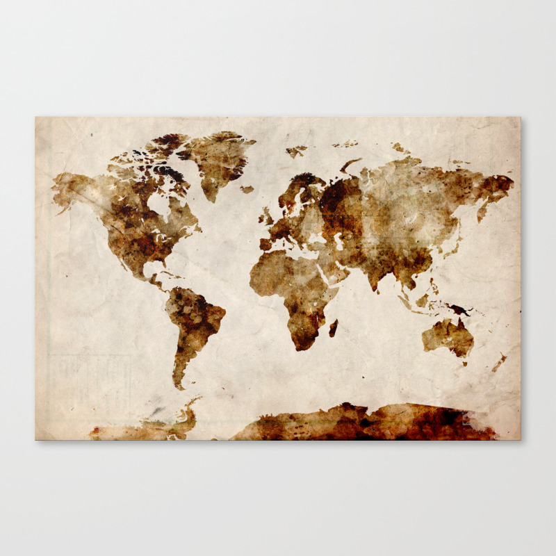 World Coffee Painting Canvas Print By Mapsmapsmaps Society6