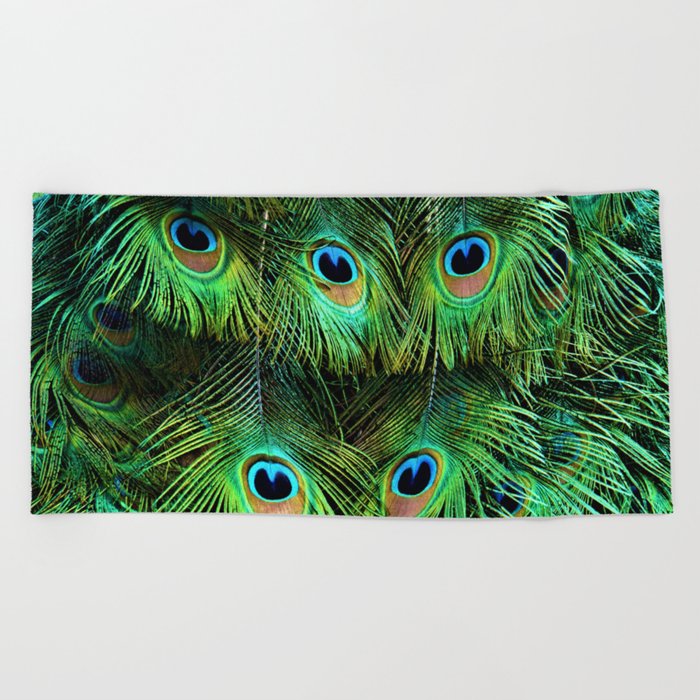 Background - Peacock - Feather - Animal - Bird - Nature. Little sweet moments. Beach Towel