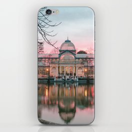 Spain Photography - The Glass Palace In Madrid By The Pink Sky  iPhone Skin
