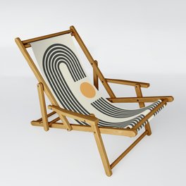 Geometric Lines in Gold and Black 4 (Rainbow and Sunrise Abstract) Sling Chair