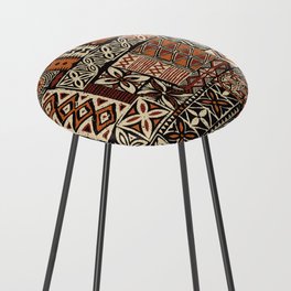 Hawaiian style tapa tribal fabric abstract patchwork vintage vintage pattern Counter Stool