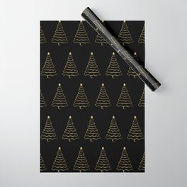 Minimalist Christmas tree - Black and gold Wrapping Paper