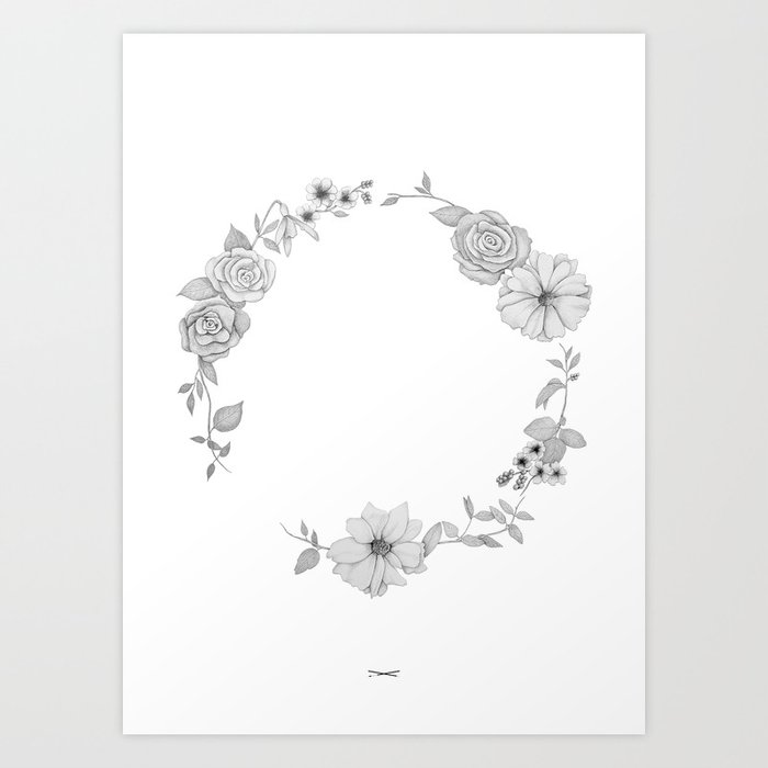 A circle of flowers Art Print