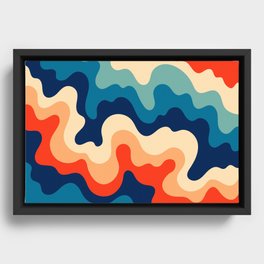 Retro 70s and 80s Abstract Soft and Flowing Layers Swirl Pattern Waves Art Vintage Color Palette Framed Canvas
