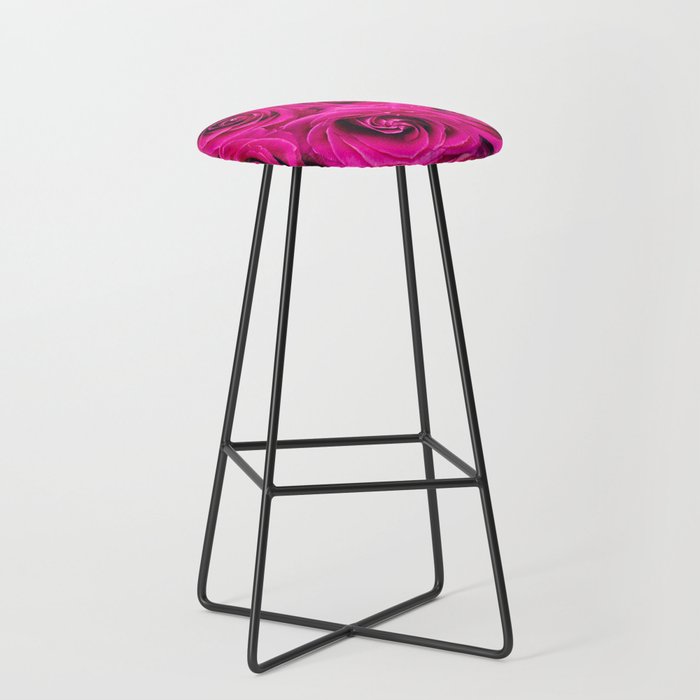 Pink Roses Bouquet Floral Pattern Bar Stool