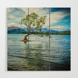 New Zealand Photography - Tree Surrounded By Water In Lake Wānaka Wood Wall Art