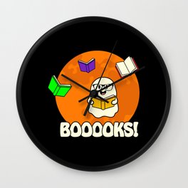 Booooks Ghost Reading Books Funny Wall Clock