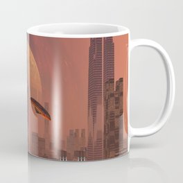 Futuristic City with Space Ships Coffee Mug