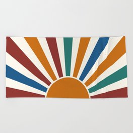 Multicolor retro Sun design 10 Beach Towel