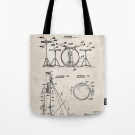 Drum Set Patent - Drummer Art - Antique Tote Bag