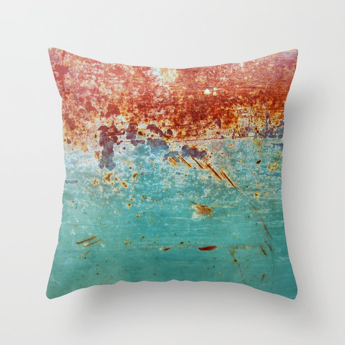 Teal Rust Throw Pillow by 