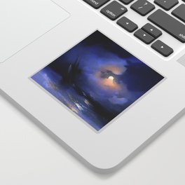 Storm at sea on a moonlit night by Ivan Aivazovsky Sticker