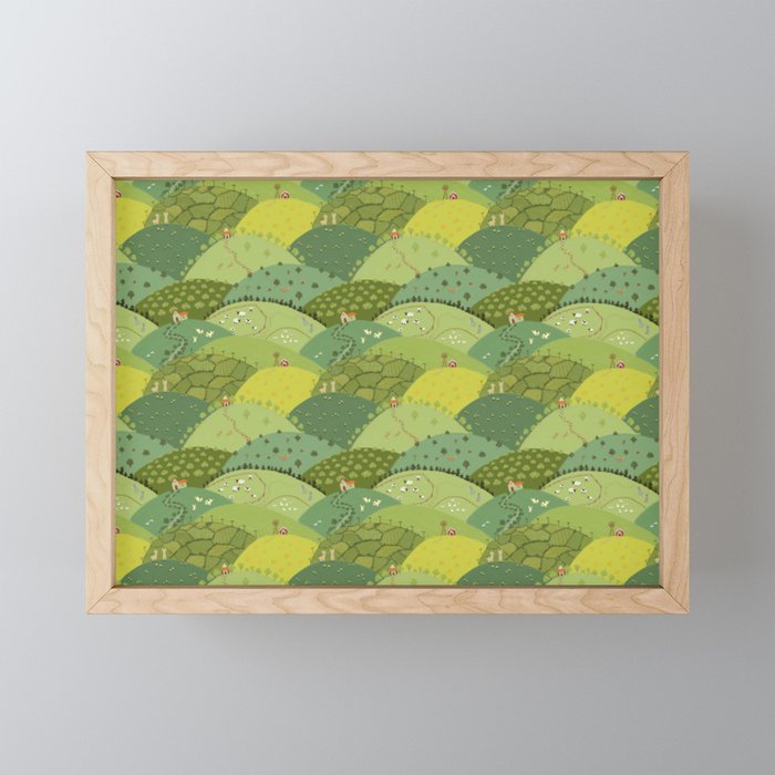 Green Hills Pattern  Framed Mini Art Print