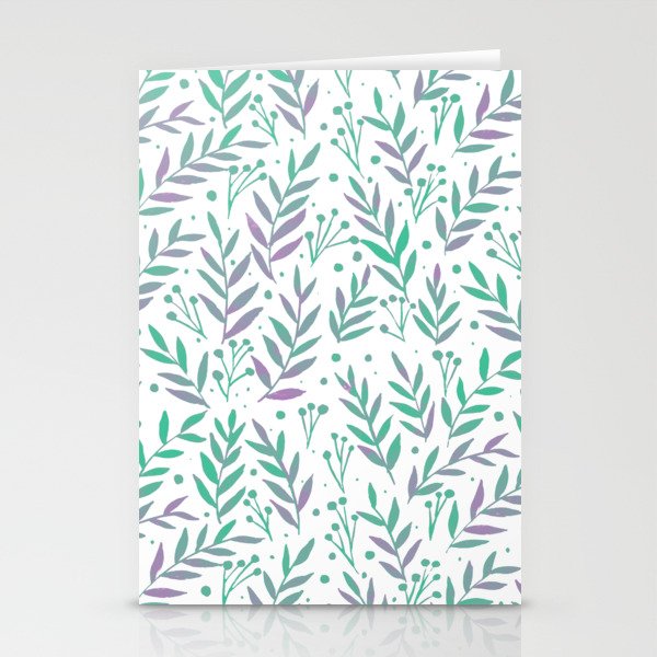 Watercolor branches - pastel green and very peri Stationery Cards