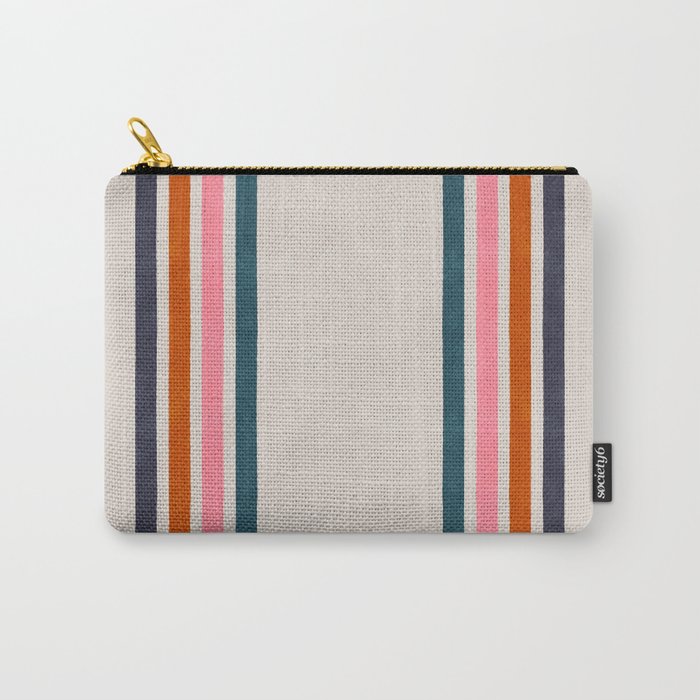 Blanket Stripe - silver grey with pink Carry-All Pouch