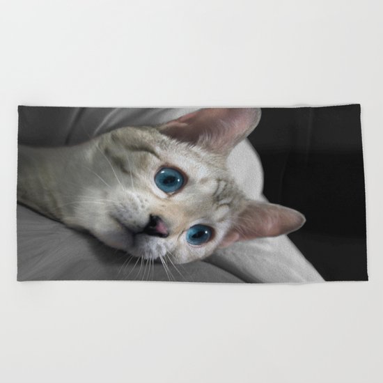The Blue Ice in the Snow Bengal Cat's Eyes Beach Towel