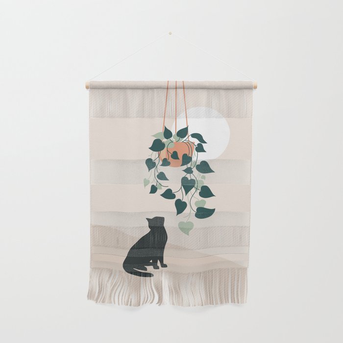 Cat with Plant Wall Hanging