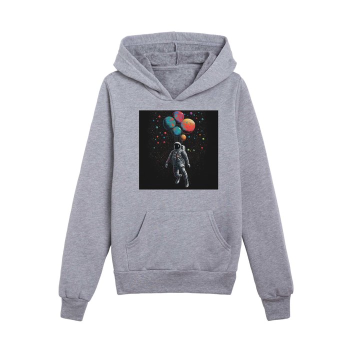 Astronaut floating through Space Kids Pullover Hoodie