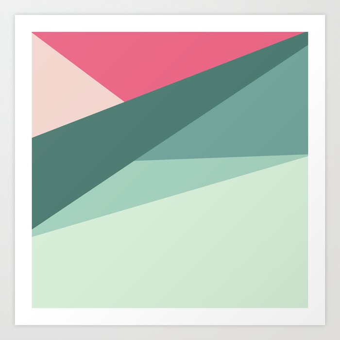 Modern Abstract Pastel Pink Green Geometrical Colorblock Art Print